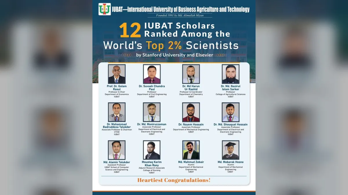 বিশ্বের শীর্ষ ২% বিজ্ঞানীর তালিকায় IUBAT-এর ১২ গবেষক